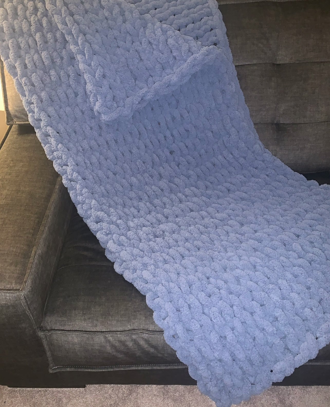 Chunky Knit Blanket-Country Blue