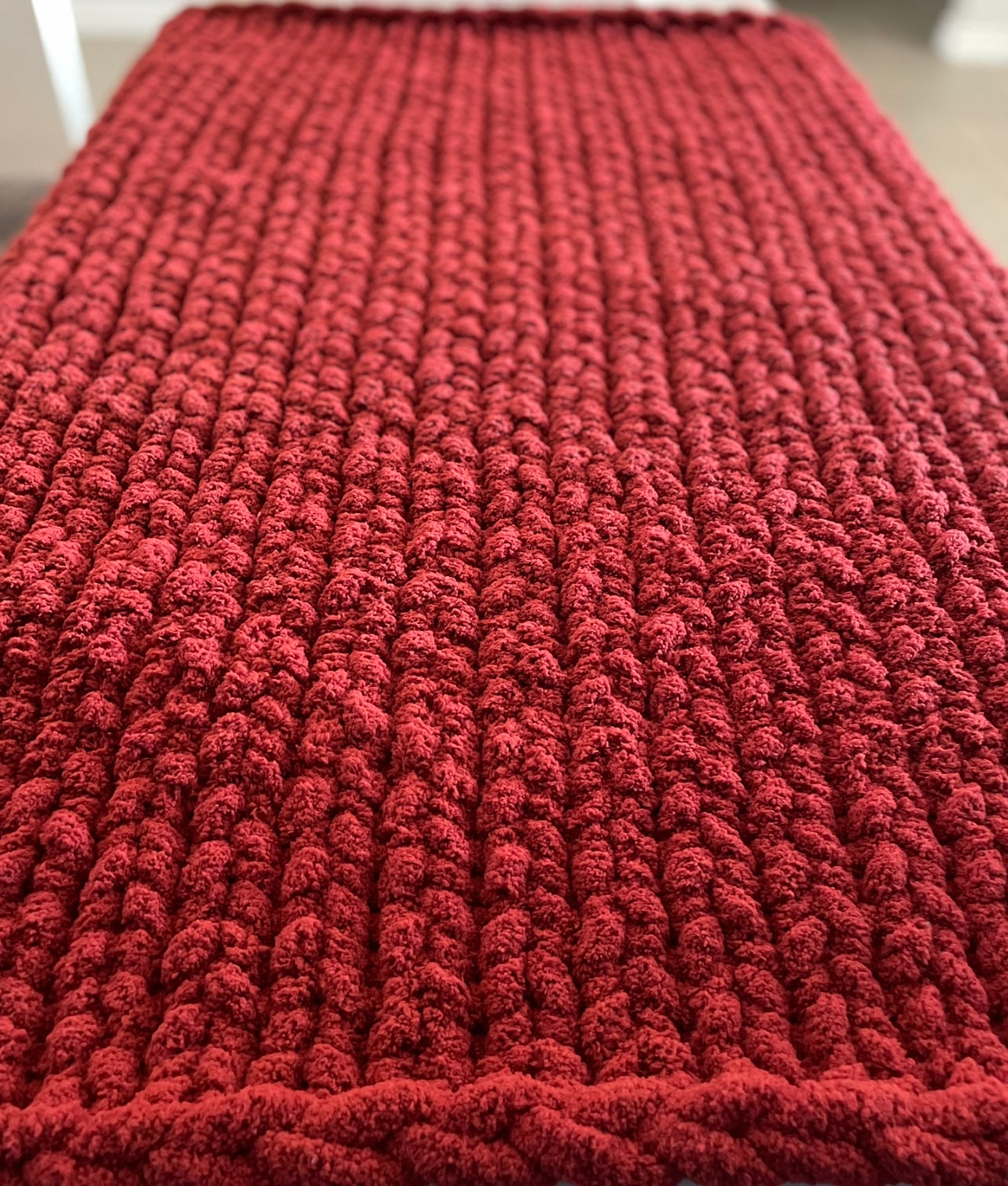 Chunky Knit Blanket-Cranberry