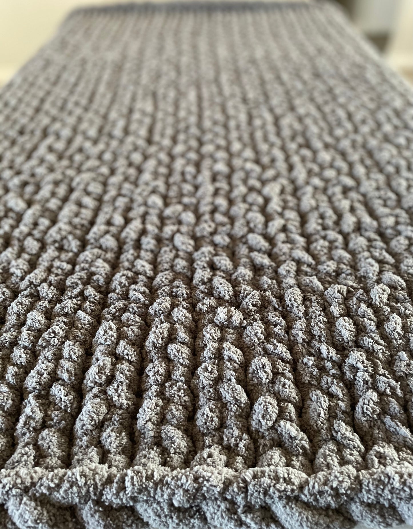 Chunky Knit Blanket-Medium Gray