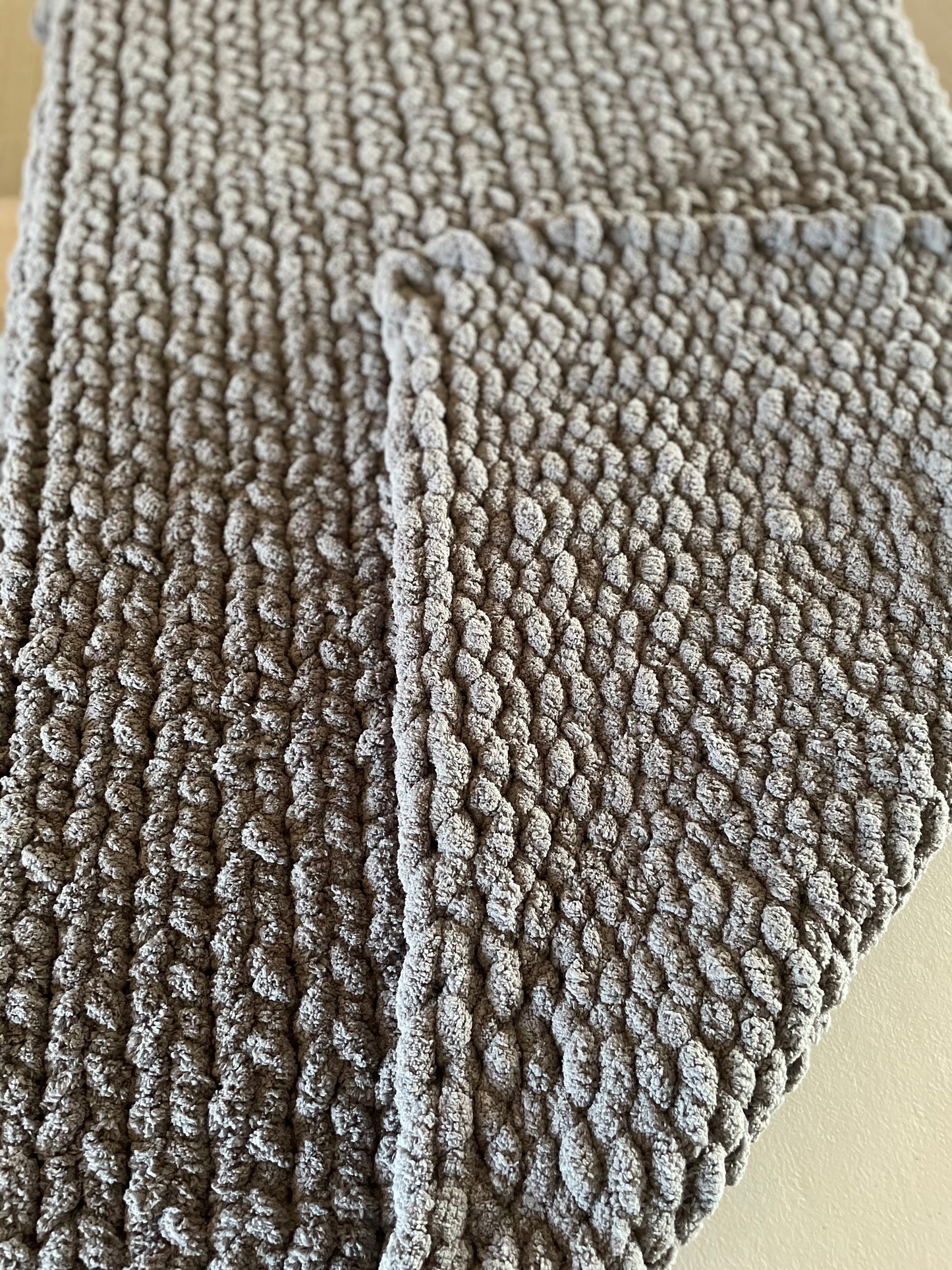 Chunky Knit Blanket-Medium Gray