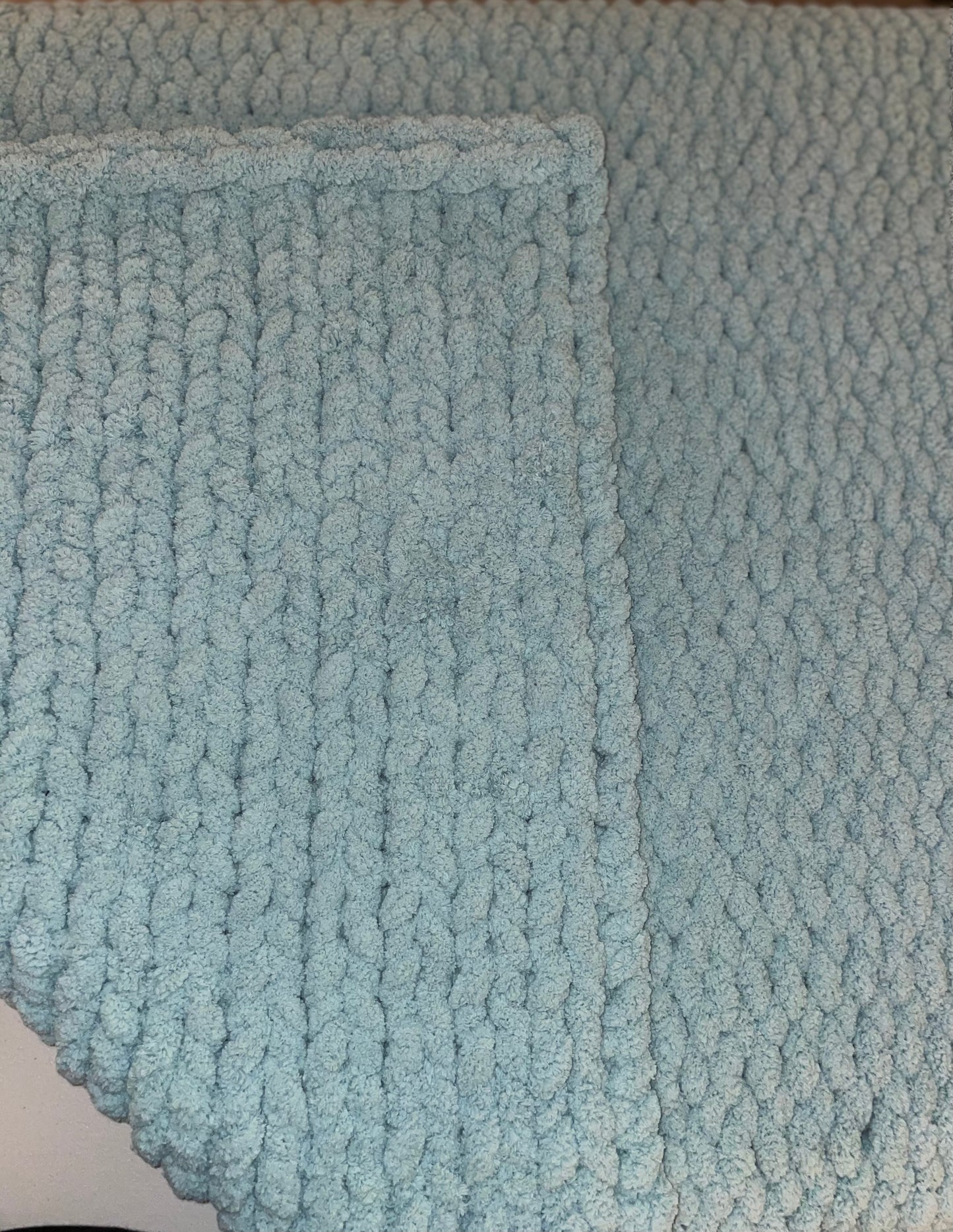 Chunky Knit Blanket-Spa Blue